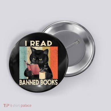 Cat I Read Banned Books Funny Bookworms Reading Book Button