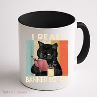Cat I Read Banned Books Funny Bookworms Reading Book Coffee Mug thumb 1