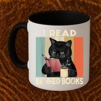 Cat I Read Banned Books Funny Bookworms Reading Book Coffee Mug thumb 2