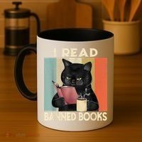 Cat I Read Banned Books Funny Bookworms Reading Book Coffee Mug thumb 4