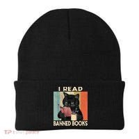 Cat I Read Banned Books Funny Bookworms Reading Book Beanie thumb 0