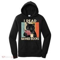 Cat I Read Banned Books Funny Bookworms Reading Book Women's Hoodie thumb 0