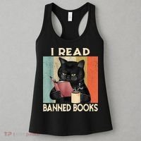 Cat I Read Banned Books Funny Bookworms Reading Book Women's Tank Top thumb 3
