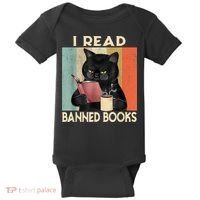 Cat I Read Banned Books Funny Bookworms Reading Book Baby Bodysuit thumb 0