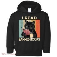 Cat I Read Banned Books Funny Bookworms Reading Book Toddler Hoodie thumb 0