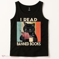 Cat I Read Banned Books Funny Bookworms Reading Book Tank Top thumb 2