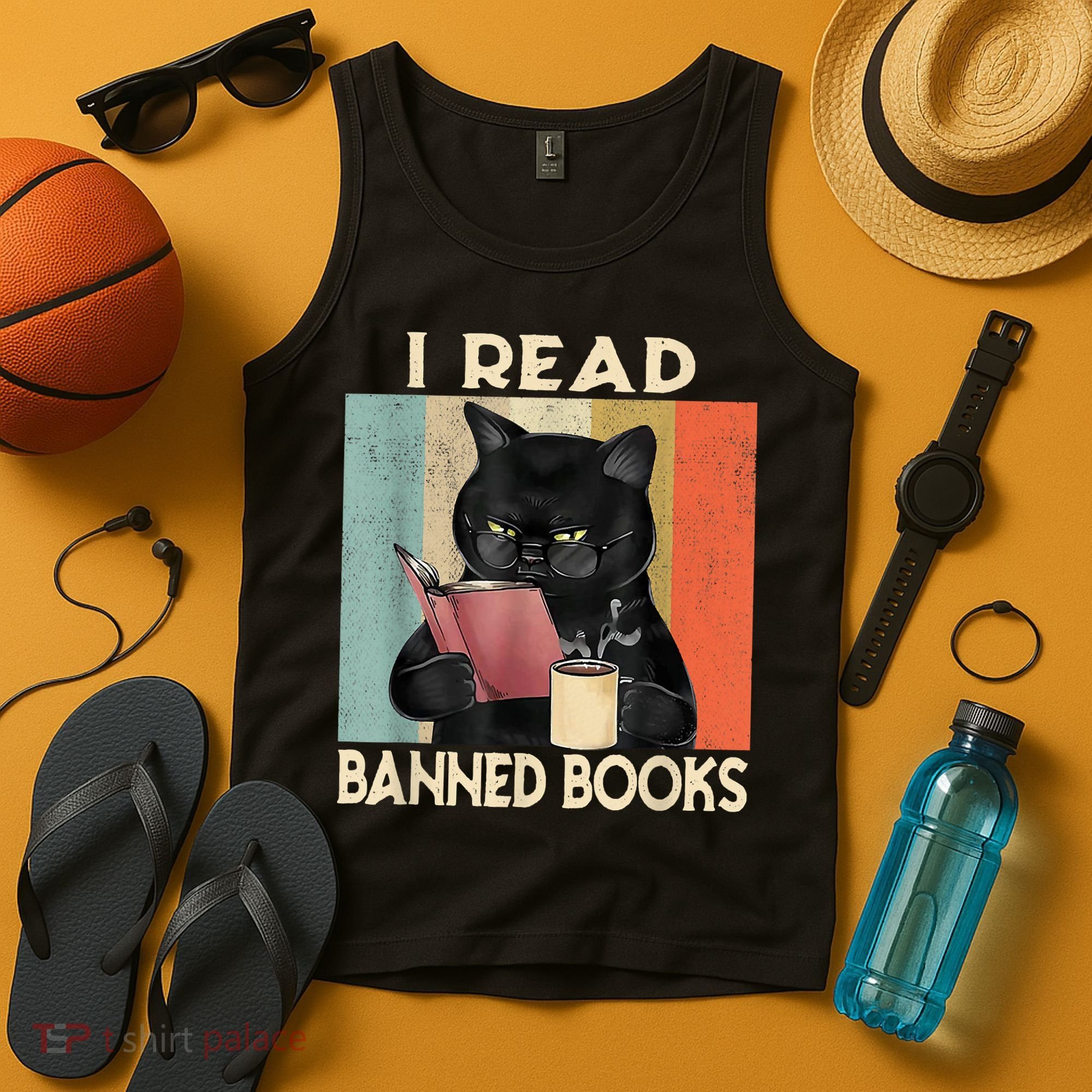 Cat I Read Banned Books Funny Bookworms Reading Book Tank Top