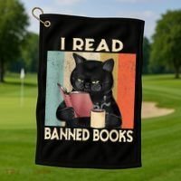 Cat I Read Banned Books Funny Bookworms Reading Book Golf Towel thumb 1
