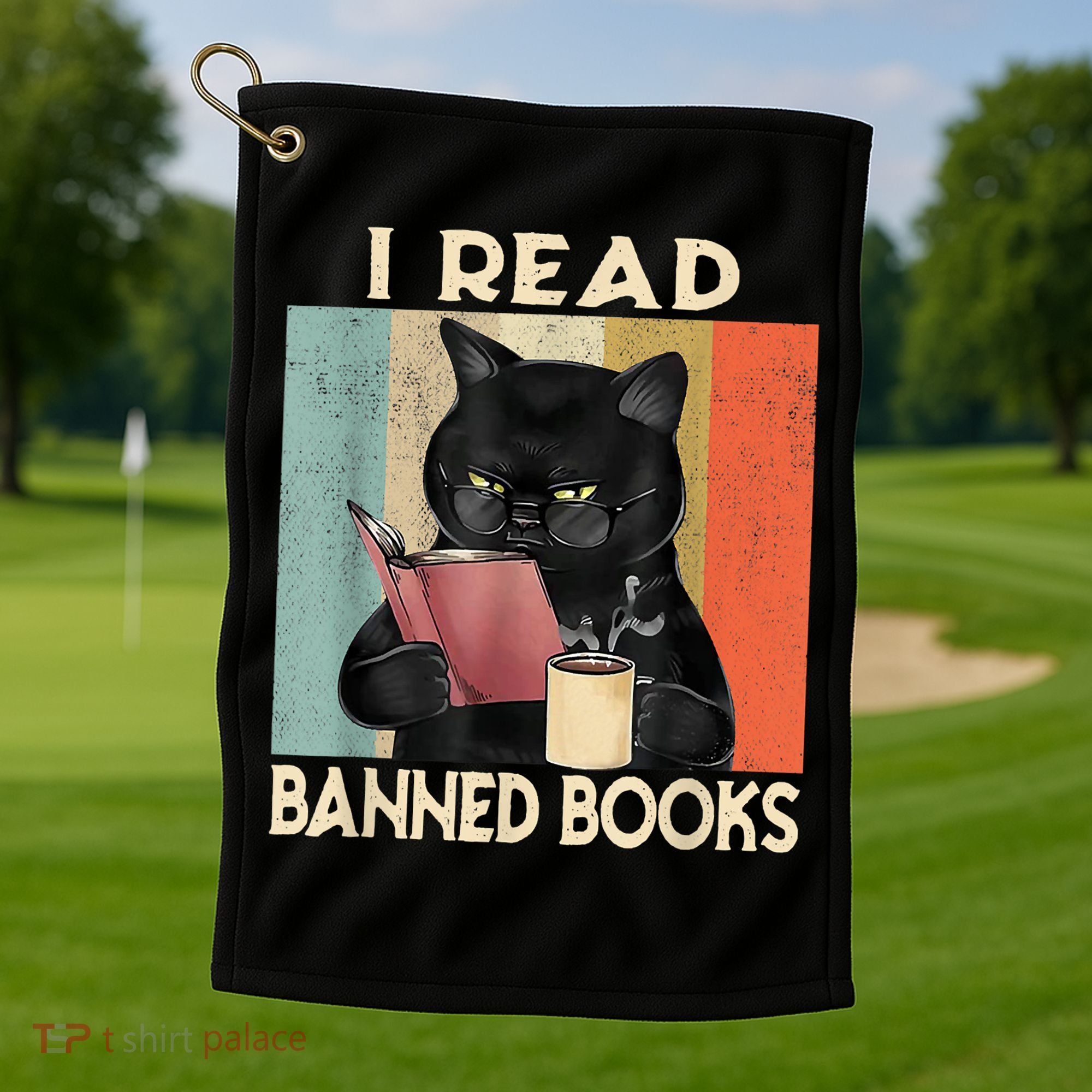 Cat I Read Banned Books Funny Bookworms Reading Book Golf Towel