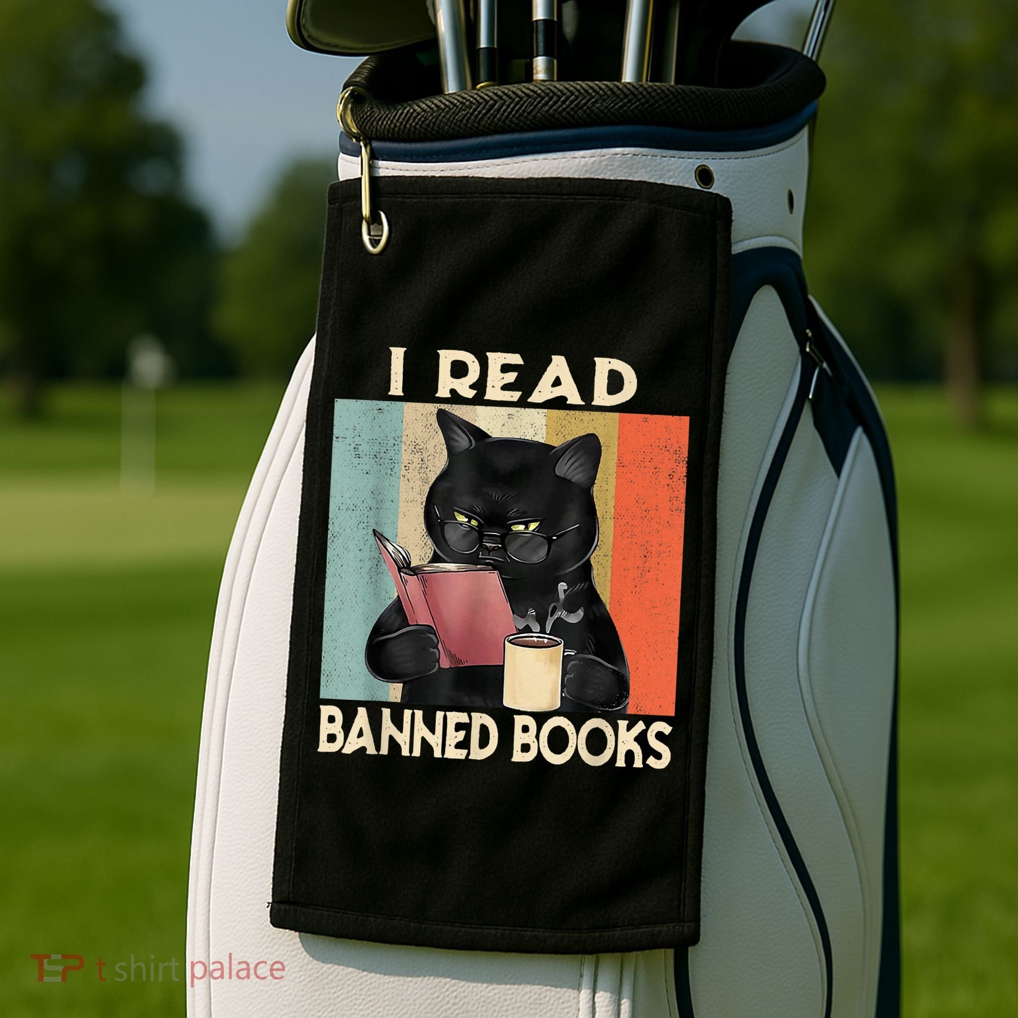 Cat I Read Banned Books Funny Bookworms Reading Book Golf Towel
