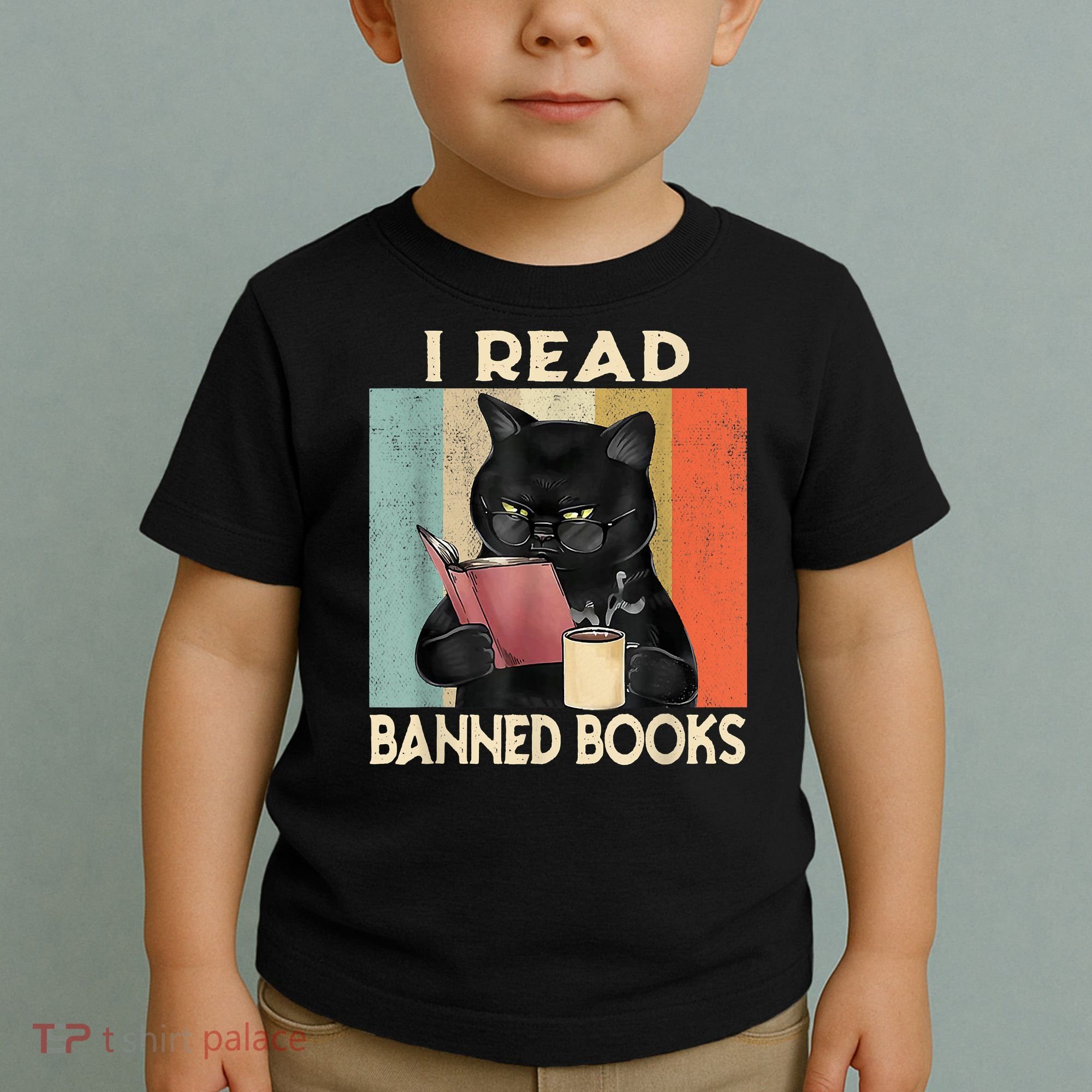 Cat I Read Banned Books Funny Bookworms Reading Book Toddler T-Shirt