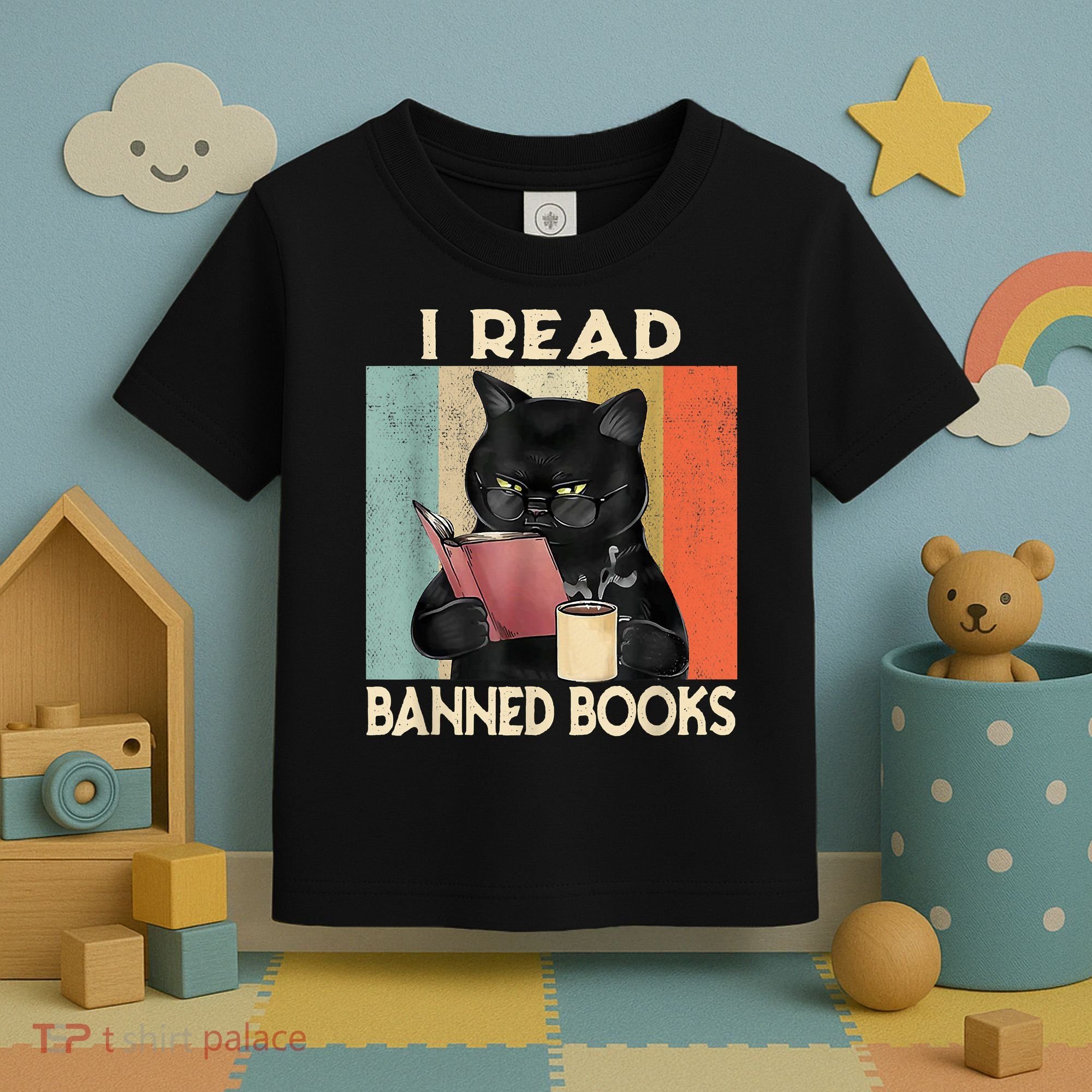 Cat I Read Banned Books Funny Bookworms Reading Book Toddler T-Shirt