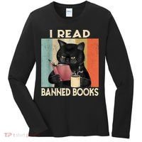 Cat I Read Banned Books Funny Bookworms Reading Book Women's Long Sleeve Shirt thumb 0