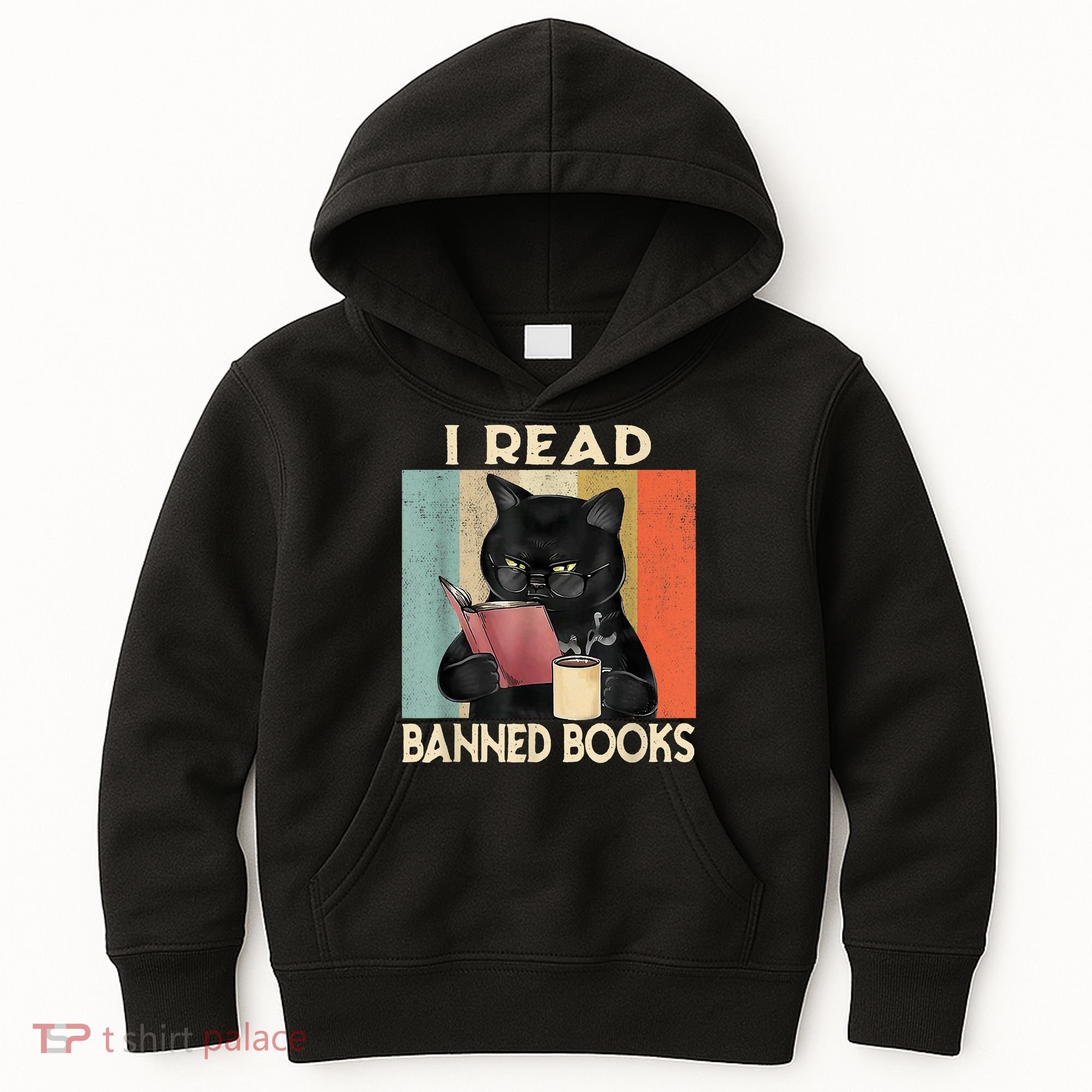 Cat I Read Banned Books Funny Bookworms Reading Book Kids Hoodie