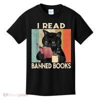 Cat I Read Banned Books Funny Bookworms Reading Book Kids T-Shirt thumb 0