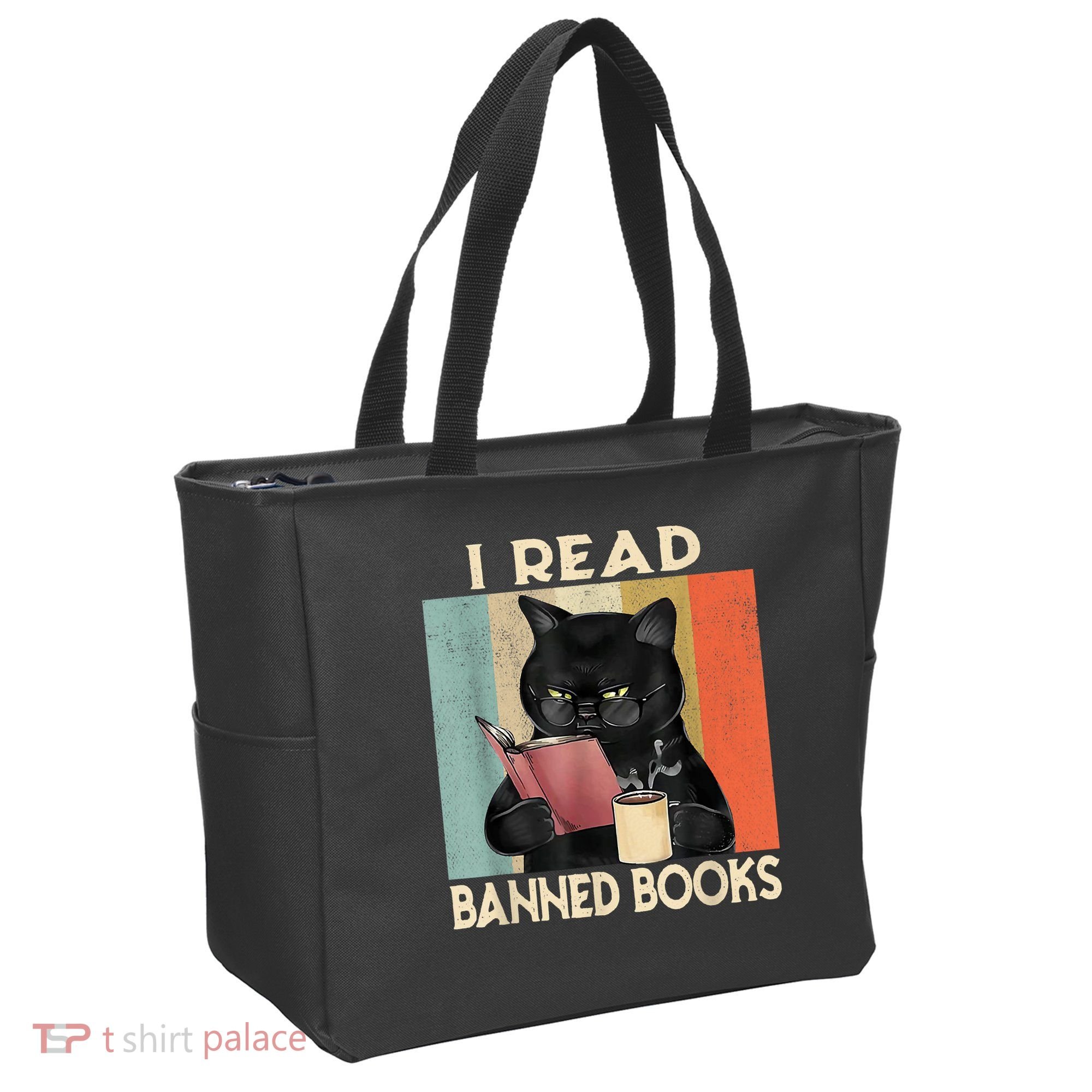 Cat I Read Banned Books Funny Bookworms Reading Book Tote Bag