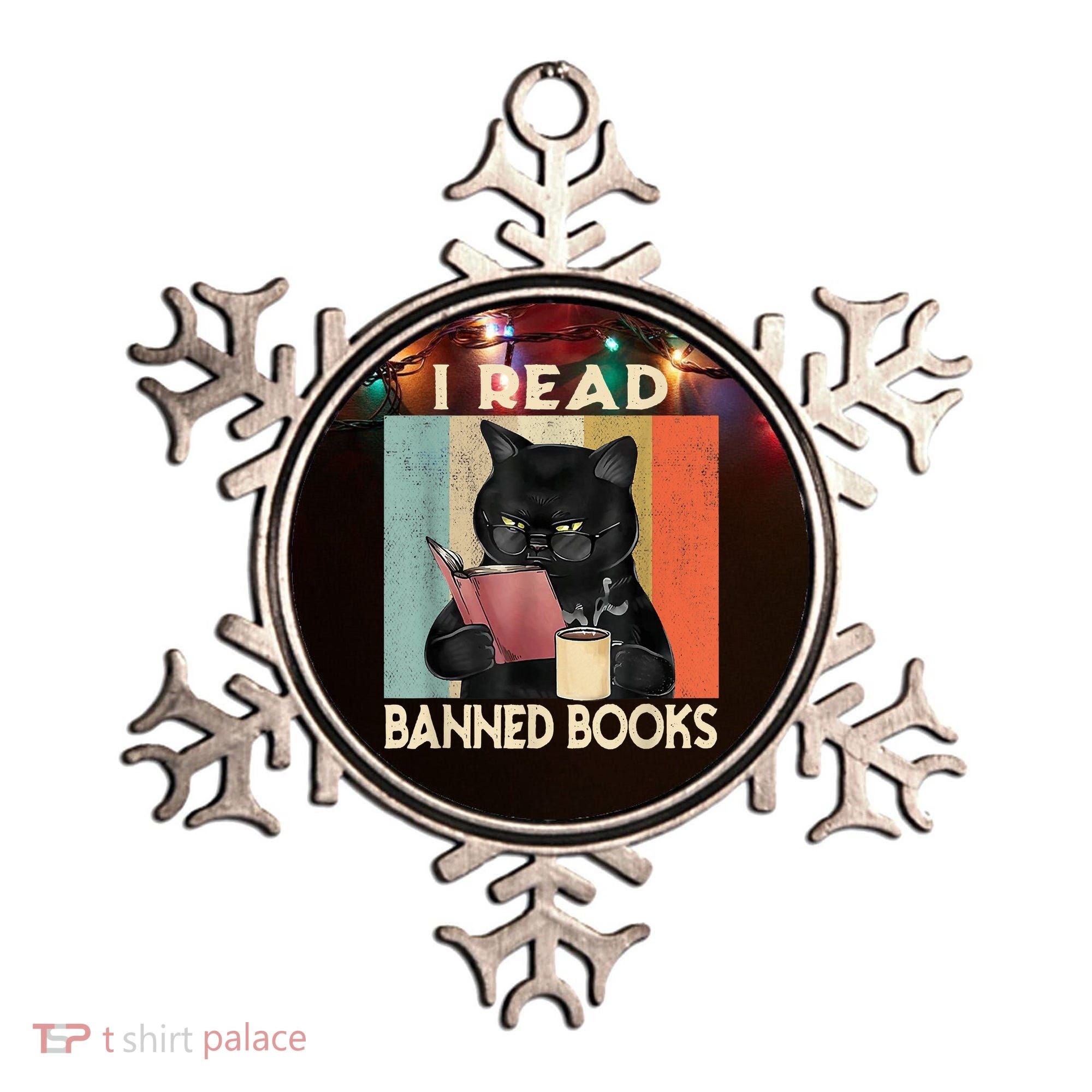 Cat I Read Banned Books Funny Bookworms Reading Book Ornament