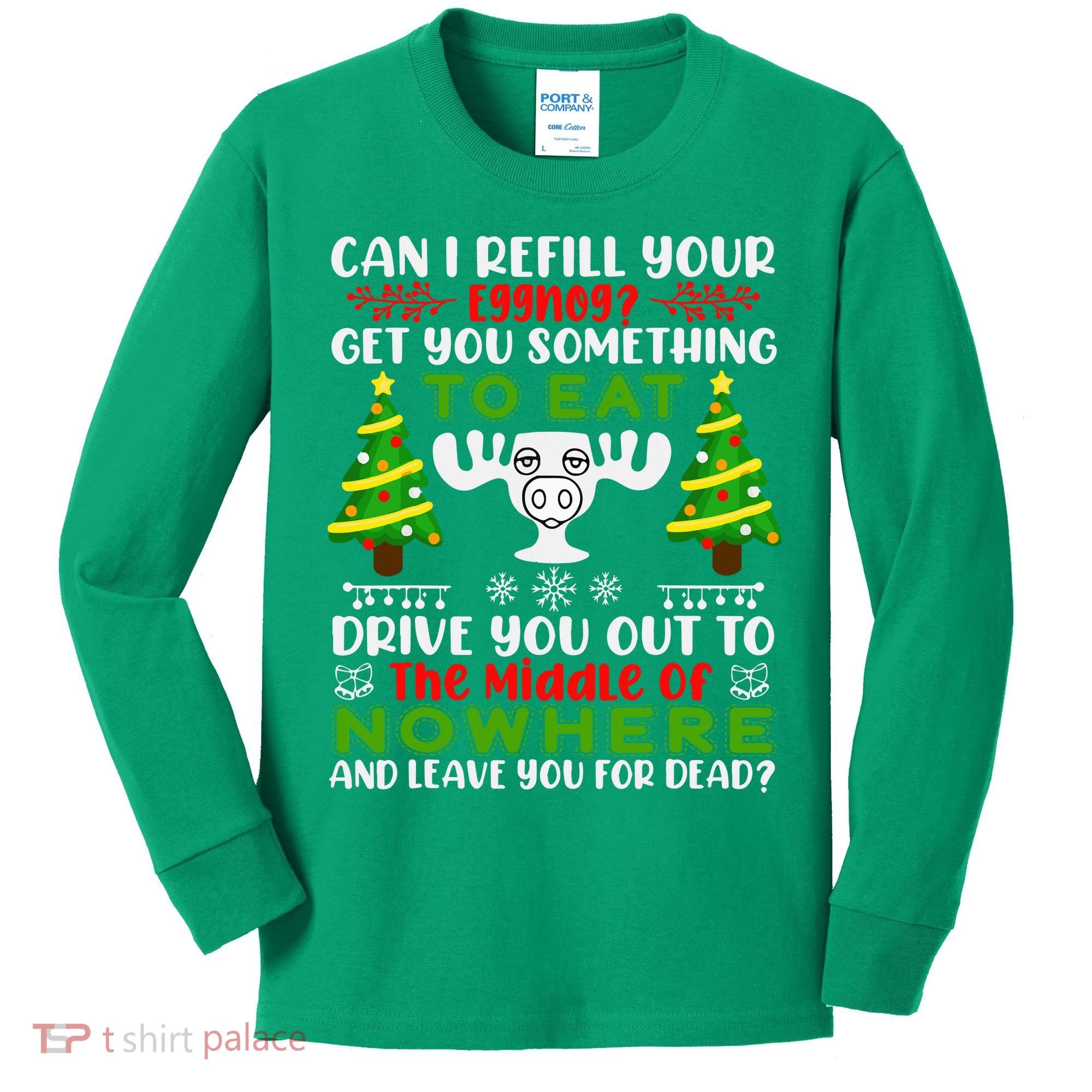 Can I Refill Your Eggnog Funny Christmas Vacation Kids Long Sleeve Shirt