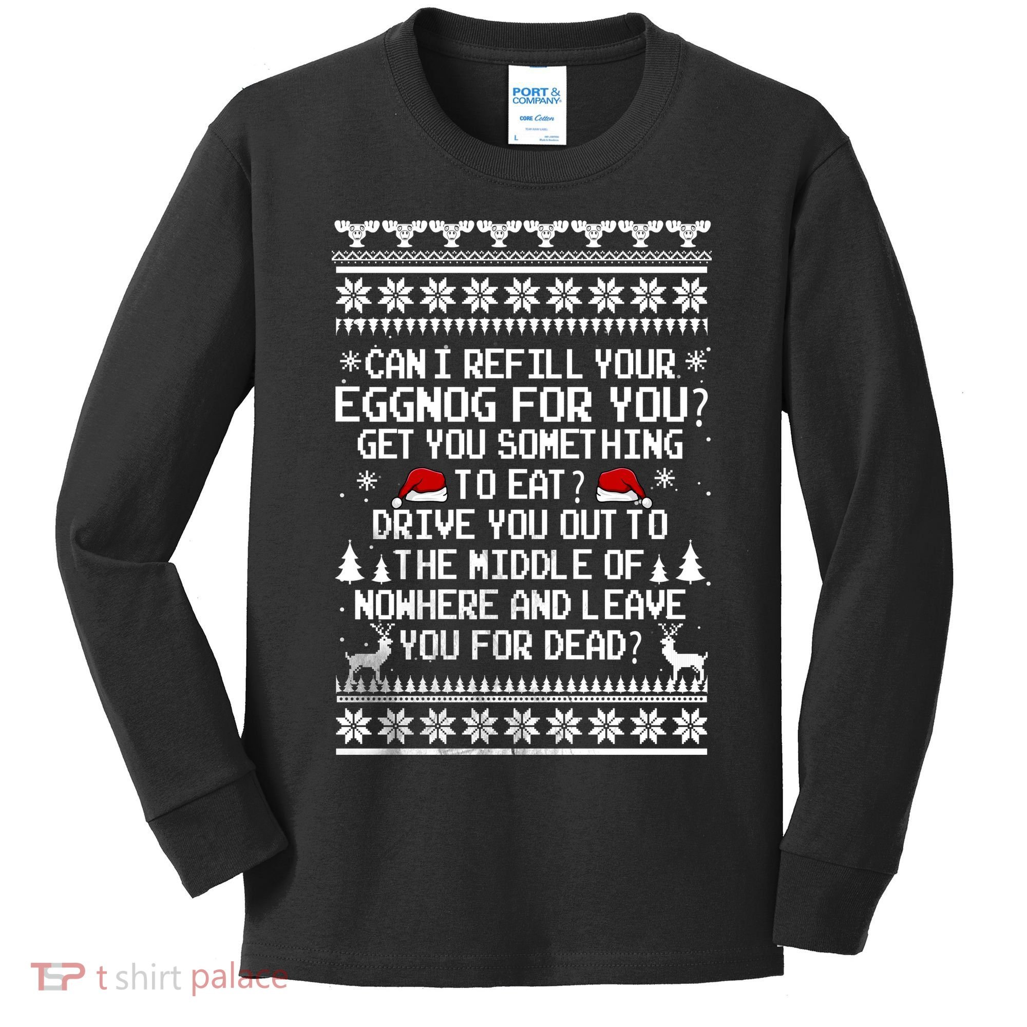Can I Refill Your Eggnog Funny Christmas Vacation Quote Kids Long Sleeve Shirt