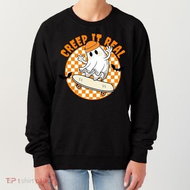Creep It Real Skater Ghost Halloween Retro Women's Sweatshirt