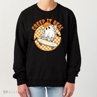 Creep It Real Skater Ghost Halloween Retro Women's Sweatshirt thumb 0