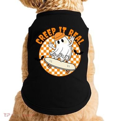 Creep It Real Skater Ghost Halloween Retro Doggie Tank