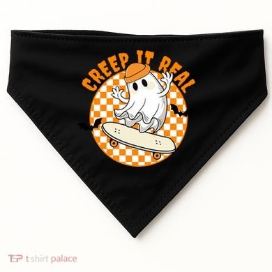 Creep It Real Skater Ghost Halloween Retro USA-Made Doggie Bandana