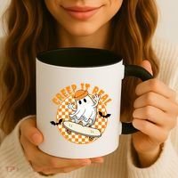 Creep It Real Skater Ghost Halloween Retro Coffee Mug thumb 3