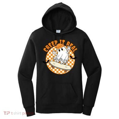 Creep It Real Skater Ghost Halloween Retro Women's Hoodie