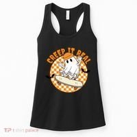 Creep It Real Skater Ghost Halloween Retro Women's Tank Top thumb 0