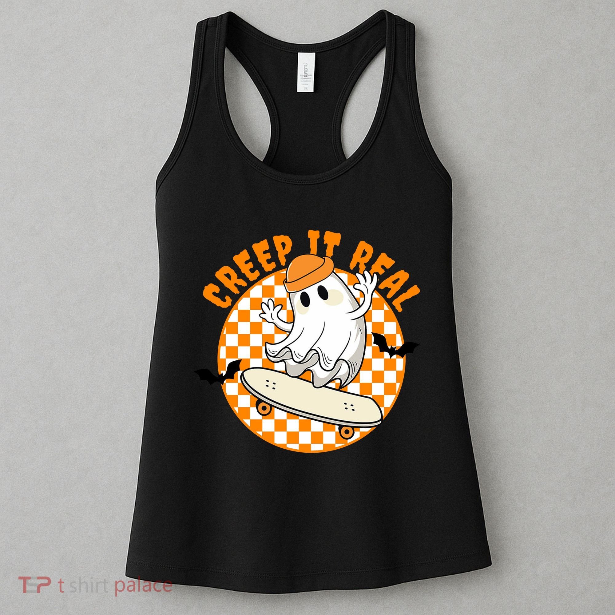 Creep It Real Skater Ghost Halloween Retro Women's Tank Top