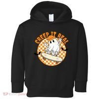 Creep It Real Skater Ghost Halloween Retro Toddler Hoodie thumb 0