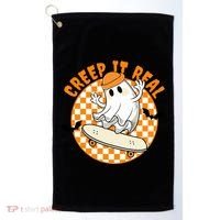 Creep It Real Skater Ghost Halloween Retro Golf Towel thumb 0
