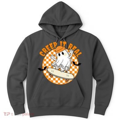 Creep It Real Skater Ghost Halloween Retro Hoodie