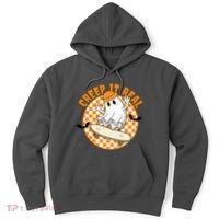 Creep It Real Skater Ghost Halloween Retro Hoodie thumb 0