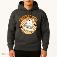 Creep It Real Skater Ghost Halloween Retro Hoodie thumb 2