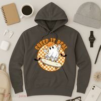 Creep It Real Skater Ghost Halloween Retro Hoodie thumb 3