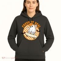 Creep It Real Skater Ghost Halloween Retro Hoodie thumb 5