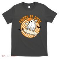 Creep It Real Skater Ghost Halloween Retro T-Shirt thumb 0