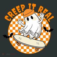 Creep It Real Skater Ghost Halloween Retro Coaster thumb 2