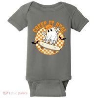 Creep It Real Skater Ghost Halloween Retro Baby Bodysuit thumb 0