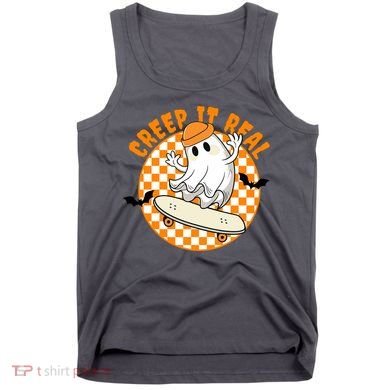 Creep It Real Skater Ghost Halloween Retro Tank Top
