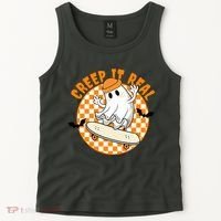 Creep It Real Skater Ghost Halloween Retro Tank Top thumb 2