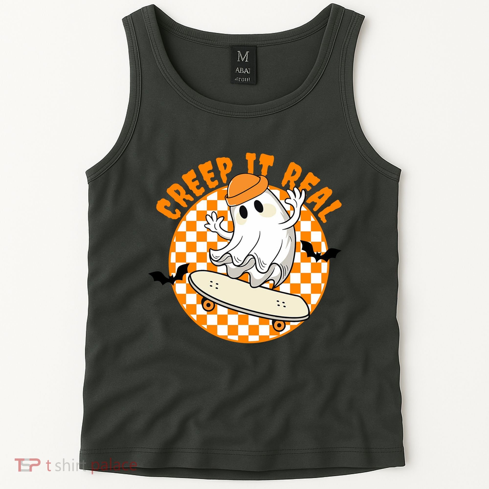 Creep It Real Skater Ghost Halloween Retro Tank Top