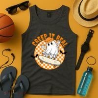 Creep It Real Skater Ghost Halloween Retro Tank Top thumb 4