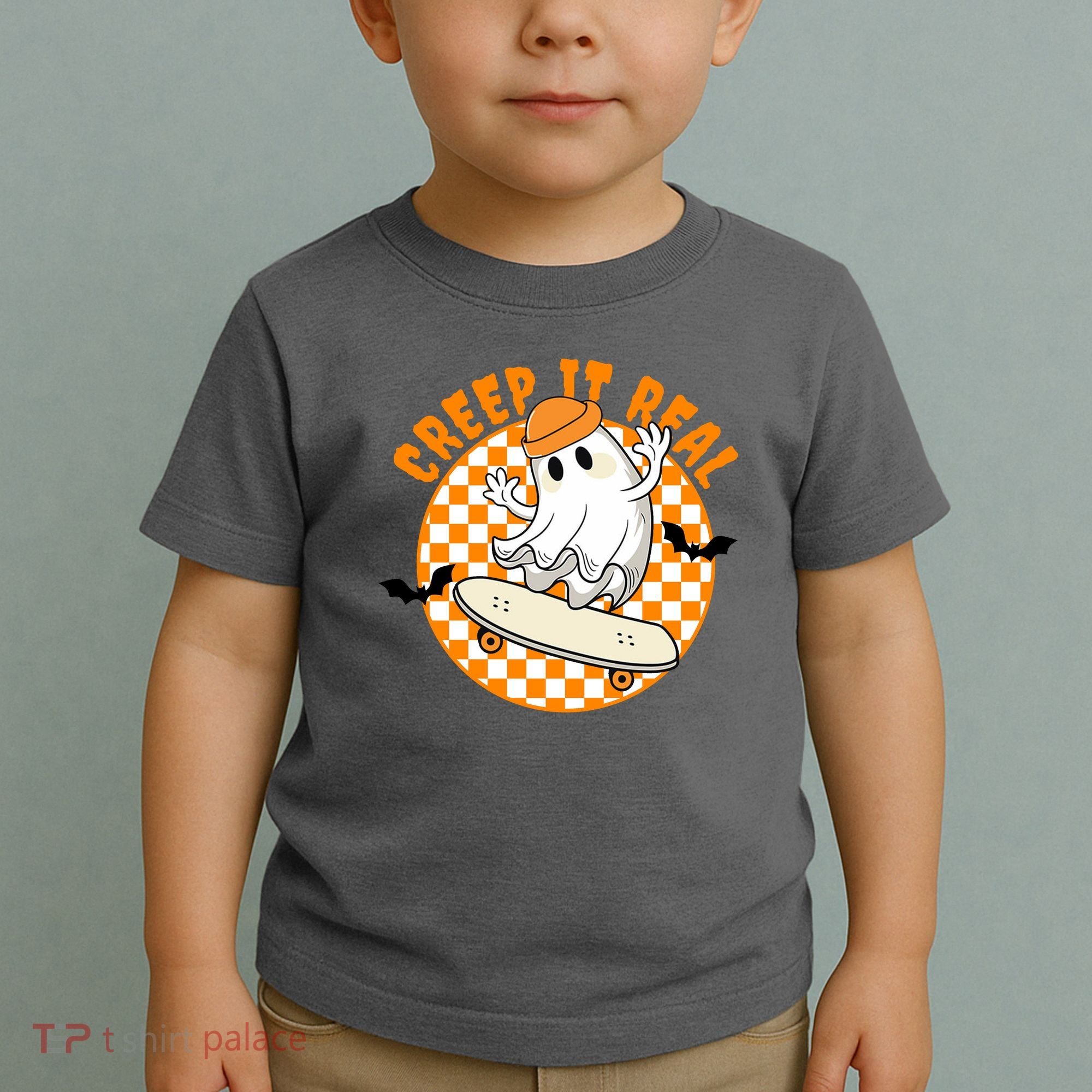 Creep It Real Skater Ghost Halloween Retro Toddler T-Shirt