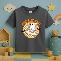 Creep It Real Skater Ghost Halloween Retro Toddler T-Shirt thumb 3