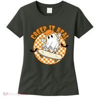 Creep It Real Skater Ghost Halloween Retro Women's T-Shirt thumb 0
