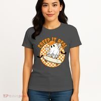 Creep It Real Skater Ghost Halloween Retro Women's T-Shirt thumb 4