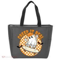 Creep It Real Skater Ghost Halloween Retro Tote Bag thumb 0